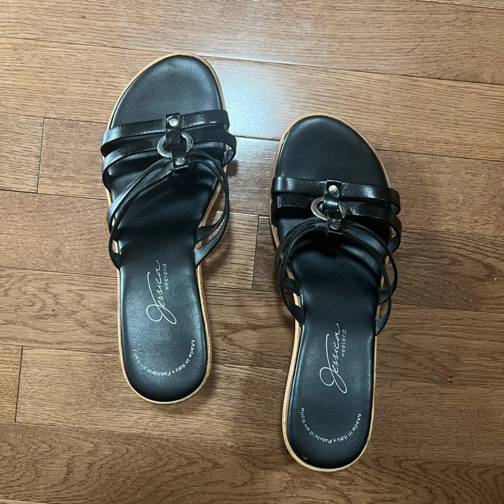 Jessica cork wedge sandals. Size 5. Made in Italy.